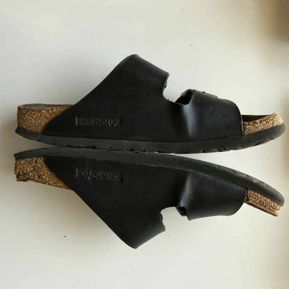 Birkenstock Arizona Black Leather Sandals EU 35 US 4-5 Cork Wear Repair Project - Picture 4 of 9